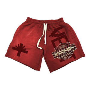 Red Double Emblem Shorts