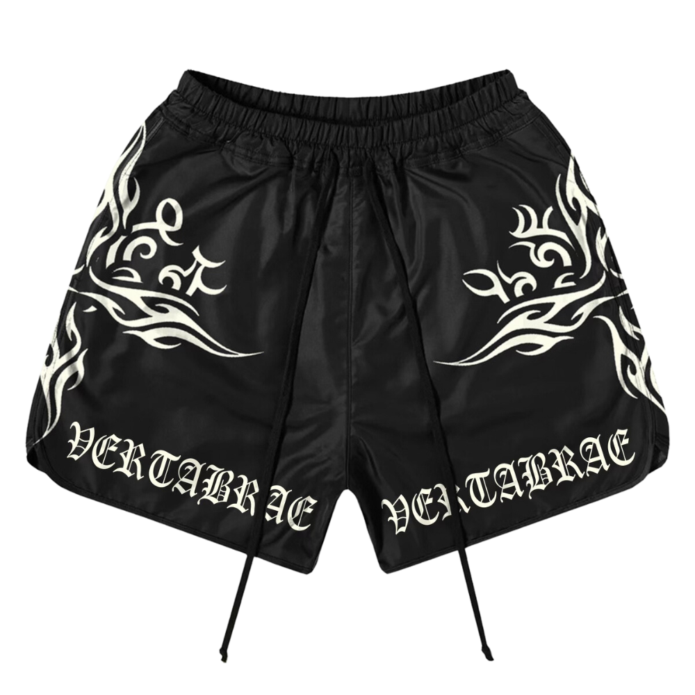 Vertabrae Black Tattoo Shorts
